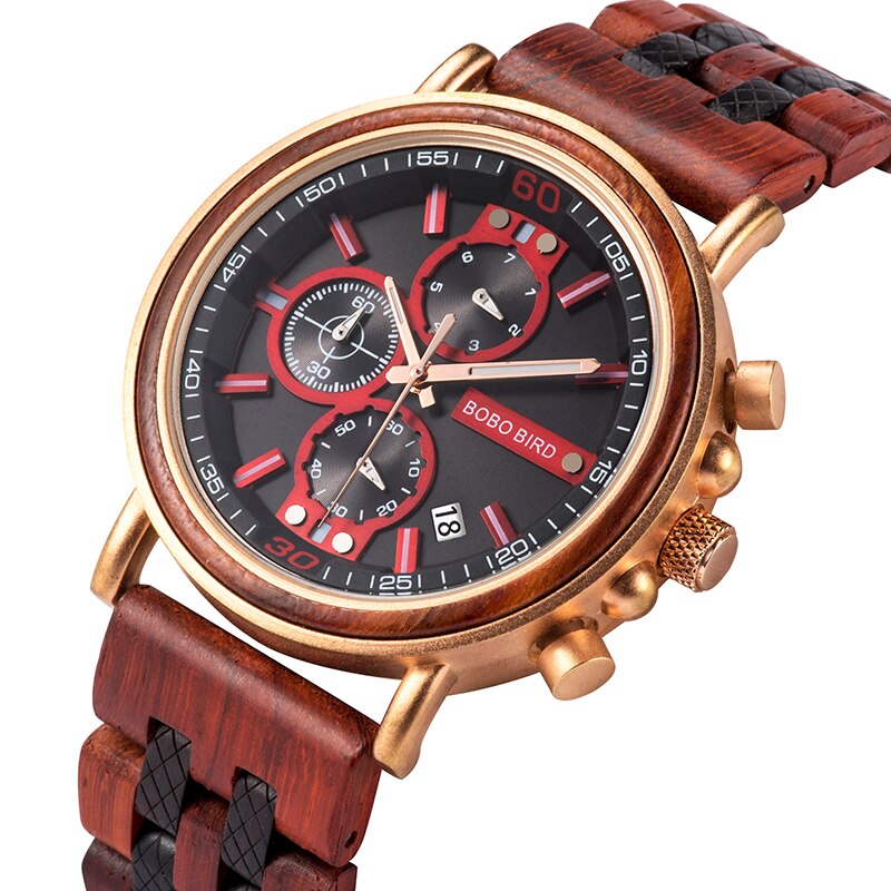 BOBO BIRD relojes para hombre red wood