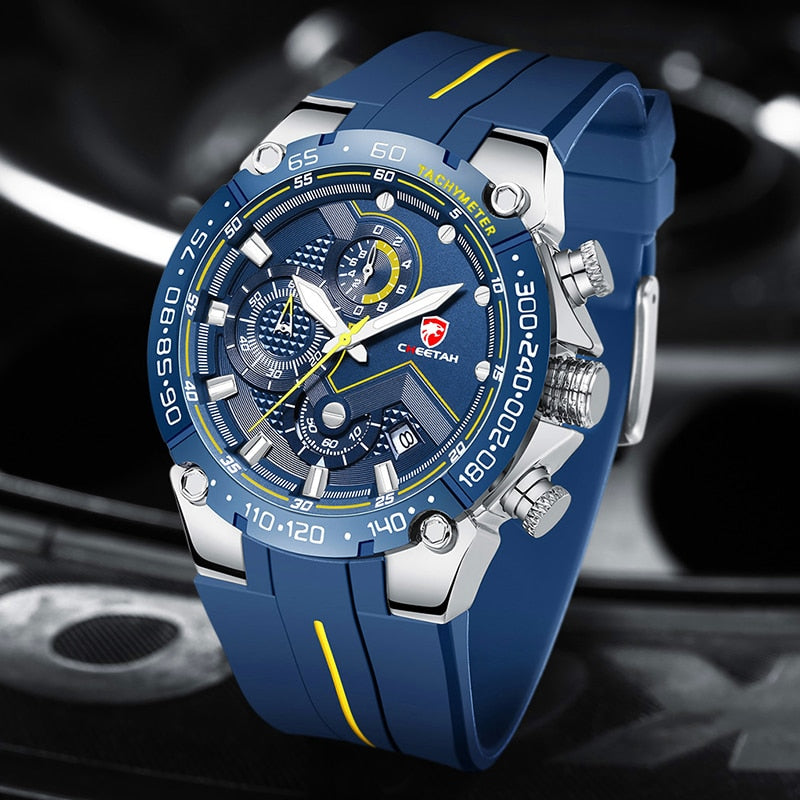 CHEETAH-Lujoso reloj de pulsera con estilo deportivo para hombre hecho con cuarzo resistente al agua, con caja elegante de regalo, ideal para regalo.