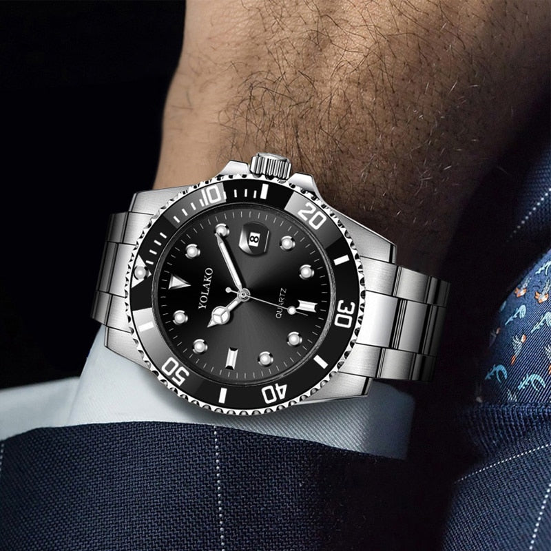 Reloj de negocios para hombre cronógrafo de lujo resistente al agua con fecha esfera verde