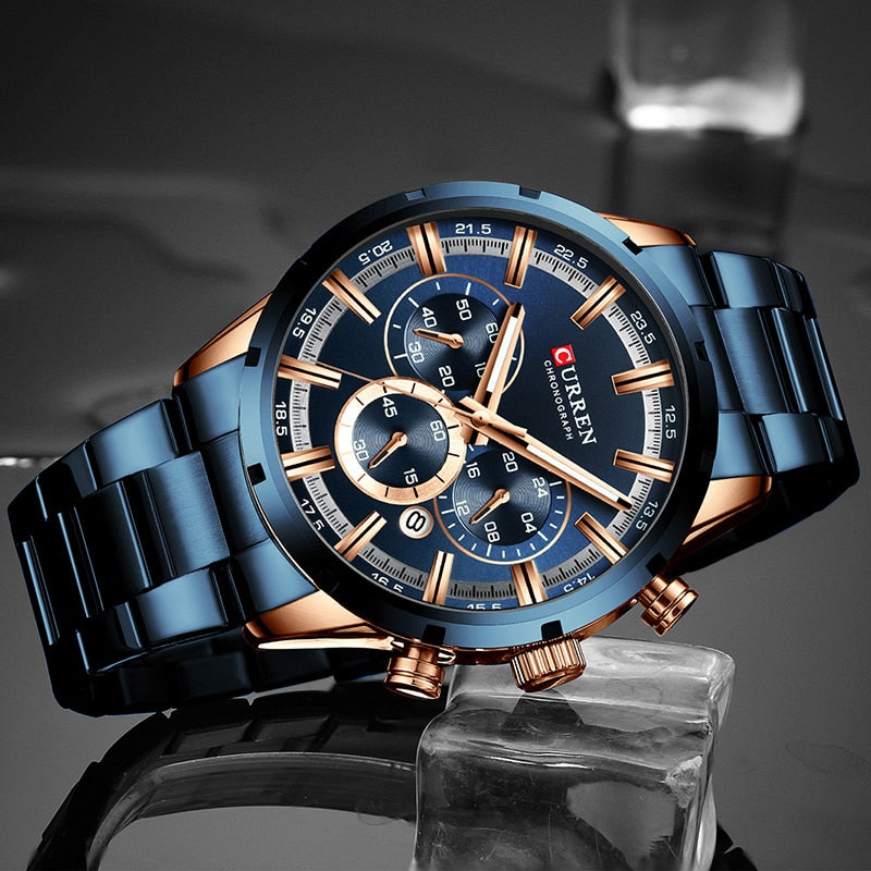⌚️ CURREN – Reloj CURREN para hombre, deportivo y elegante 💪💼. Movimiento de cuarzo, correa de acero inoxidable. Resistente al agua 💦 y con cronógrafo ⏱️. ¡Un complemento masculino imprescindible! 👔👨‍💼