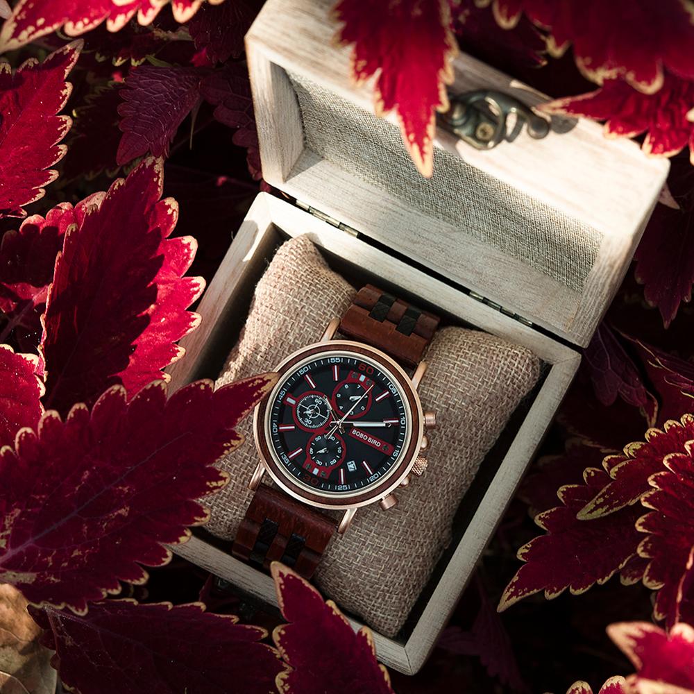 BOBO BIRD relojes para hombre red wood
