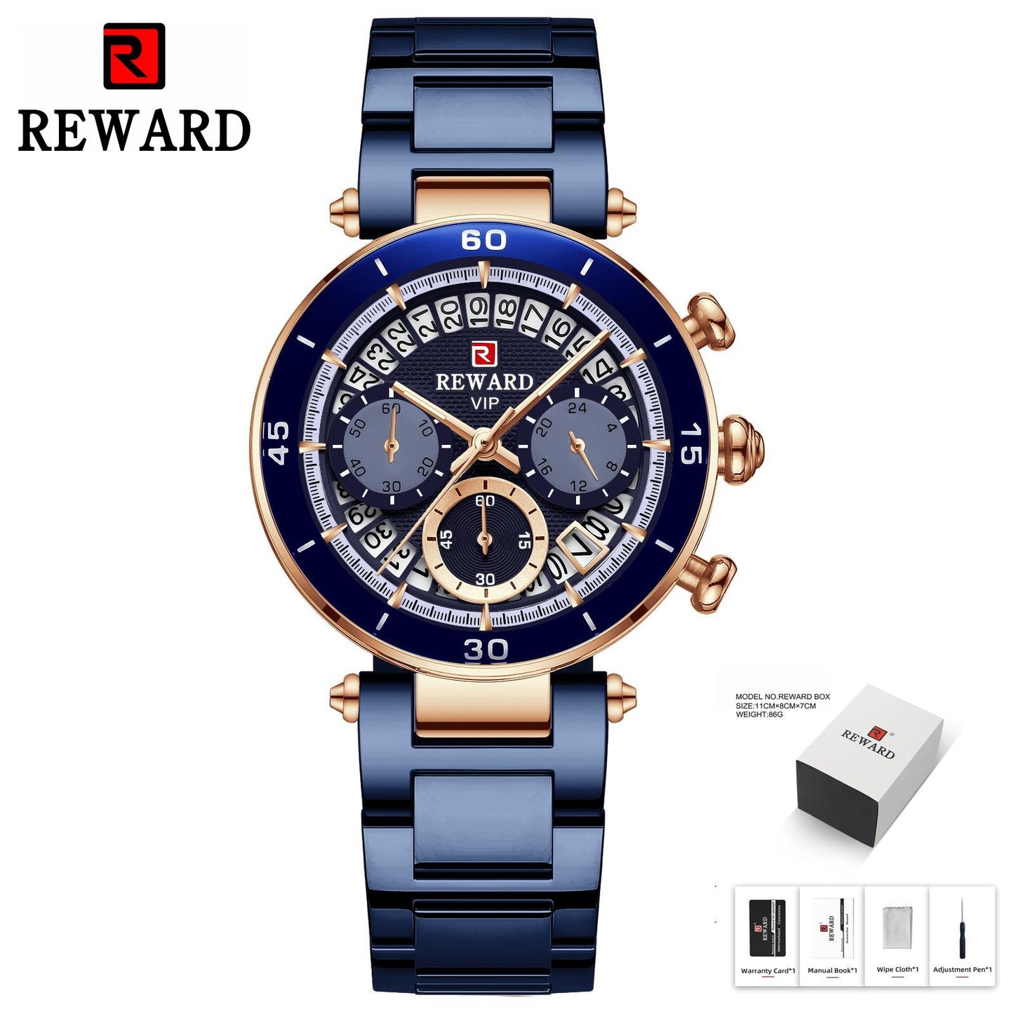 REWARD Reloj de pulsera de recompensa para mujer, cronógrafo con fecha de viaje a la moda, resistente al agua, informal, de cuarzo