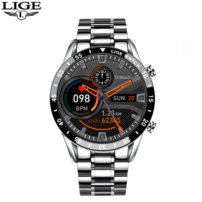 LIGE-reloj inteligente con pantalla táctil para hombre, accesorio de pulsera de acero resistente al agua con seguimiento de actividad deportiva, Bluetooth, llamadas, caja, 2023