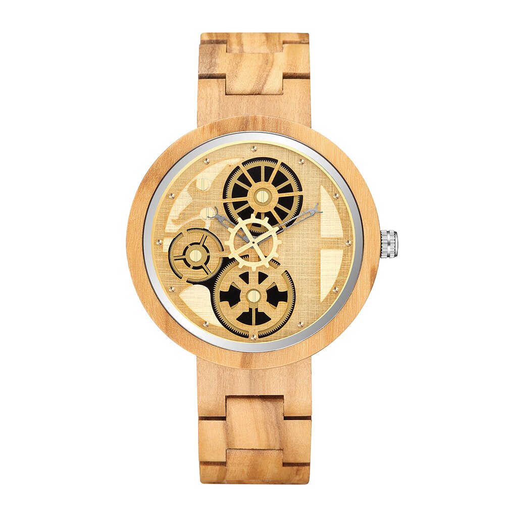 🕰️⌚️🎁 Reloj De Madera Wanlut para hombre, un impresionante cronógrafo De cuarzo con correa De Madera sólida. Su diseño creativo incorpora una única rueda De engranaje, que agrega un toque de ingenio y estilo a tu muñeca.