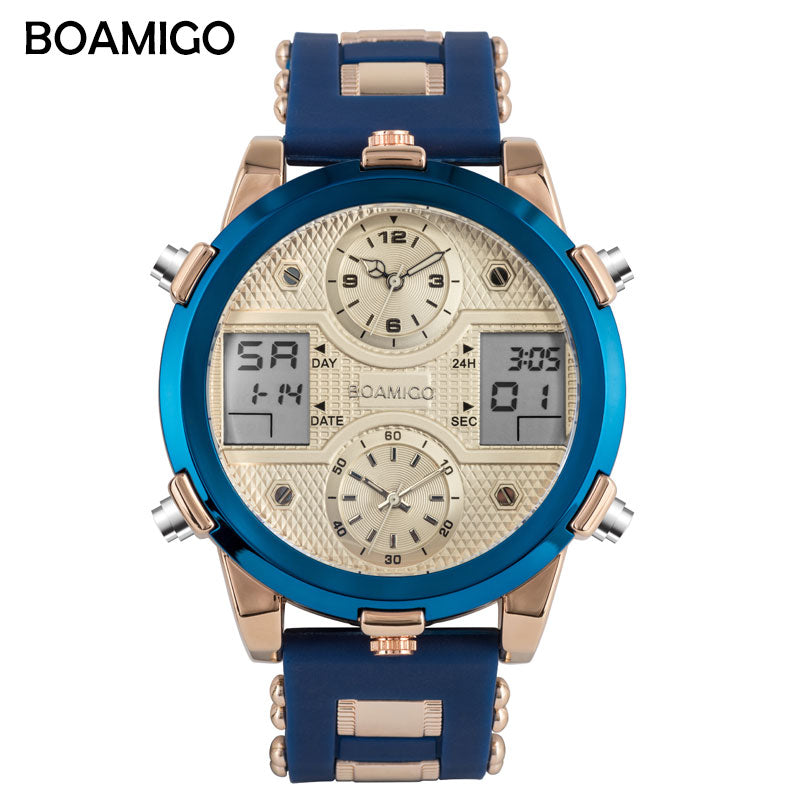 BOAMIGO para hombres! ⌚️💼 Con un diseño de 3 relojes, combinando la elegancia del cuarzo y la modernidad del LED digital.  💪🕰️  💼🎁 #relojes #lujo #moda #hombres #deporte #estilo