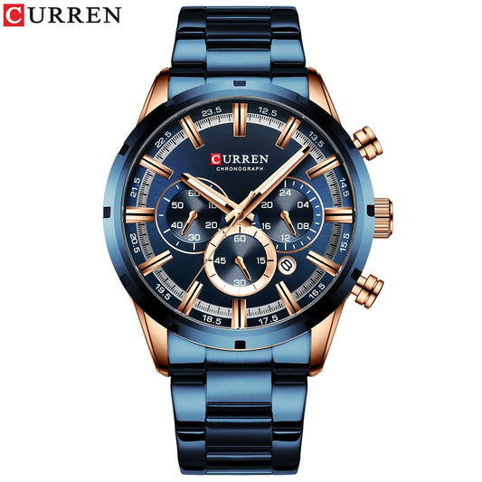 CURREN-reloj analógico de cuarzo para hombre! ⌚️💦 Con su resistencia al agua y cronógrafo, este accesorio de pulsera es perfecto para complementar tu estilo masculino. 👨‍💼🔝👔🕶️