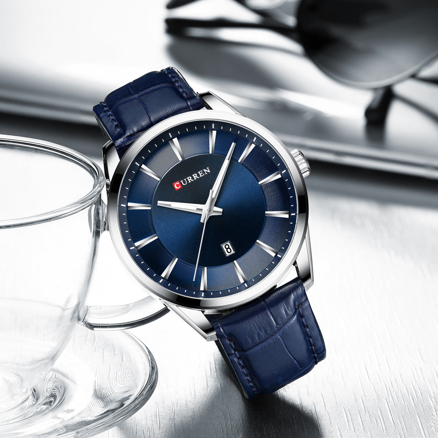 CURREN Quartz Watches for Men Leather Strap Male Wristwatches Top Luxury Brand Business Men's Clock  45 mm Reloj Hombres