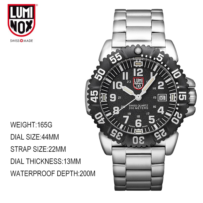 Luminox-reloj deportivo de cuarzo para hombre, cronógrafo militar, hecho en Suiza, resistente al agua,