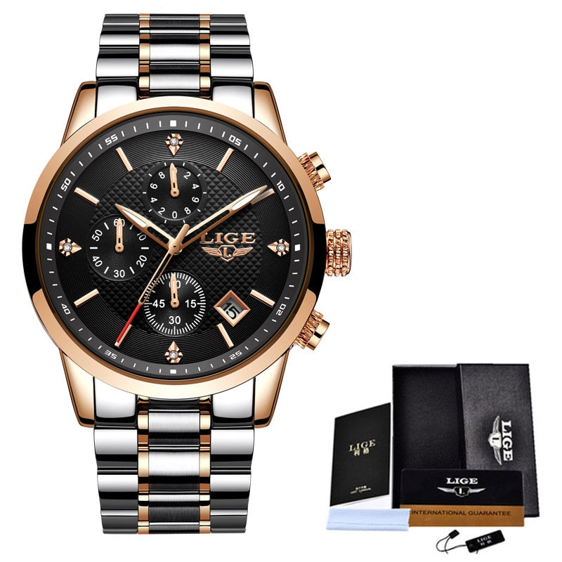 LIGE 🆕⌚️ Reloj para hombres 2022, de lujo y deportivo. Cuenta con cronógrafo, resistente al agua y correa de acero inoxidable. ¡Perfecto para el hombre moderno! 💼🏅