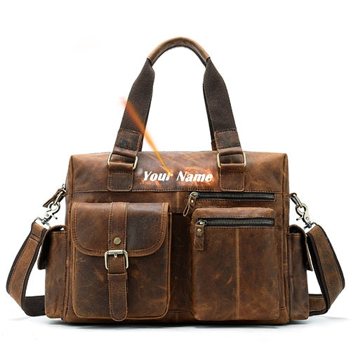 Mva-maletn De Cuero Genuino Para Hombre Bolsa De Mensajero Para Ordenador Porttil De O