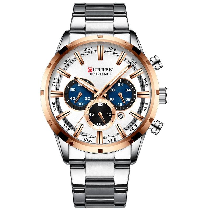 ⌚️ CURREN – Reloj CURREN para hombre, deportivo y elegante 💪💼. Movimiento de cuarzo, correa de acero inoxidable. Resistente al agua 💦 y con cronógrafo ⏱️. ¡Un complemento masculino imprescindible! 👔👨‍💼