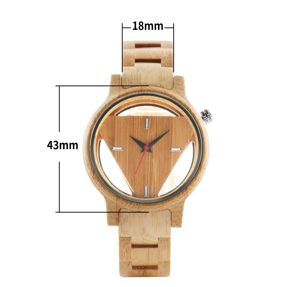 WOOD watch ¡Reloj de Madera Único con Triángulo Geométrico Invertido! Reloj de cuarzo de madera con esfera creativa y hueca. ¡Un diseño original y moderno para hombres! ⌚🔲🌳