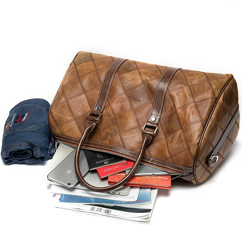 WESTAL - Bolsa de viaje de cuero para hombre, bolso de cuero vintage de fin de semana, equipaje de cuero genuino para hombres, bolso de mano para viajes y estancias nocturnas 🧳👜🏞️