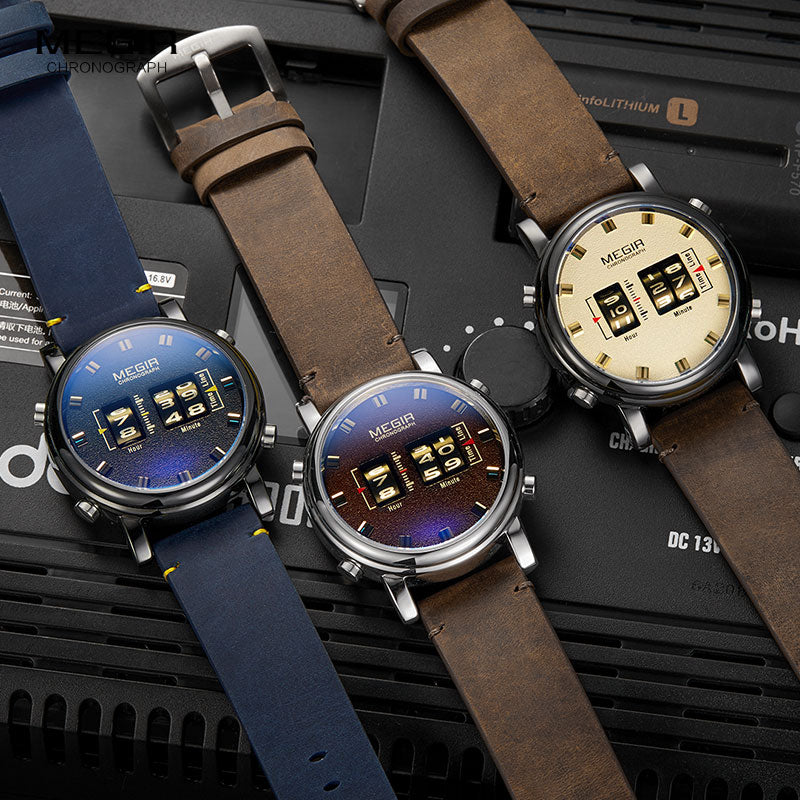 MEGIR reloj analgico de acero inoxidable para hombre