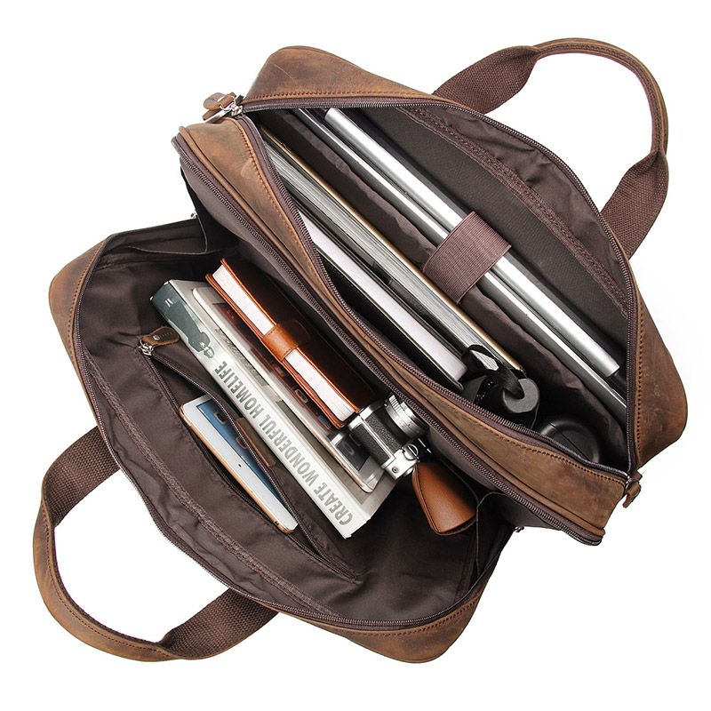 Maletín ejecutivo grande de cuero genuino para hombre, bolsa de mensajero para viaje de negocios, marrón, negro, café,