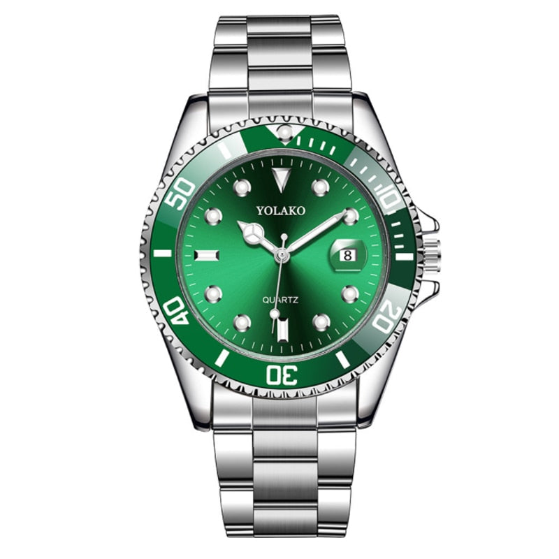 Reloj de negocios para hombre cronógrafo de lujo resistente al agua con fecha esfera verde