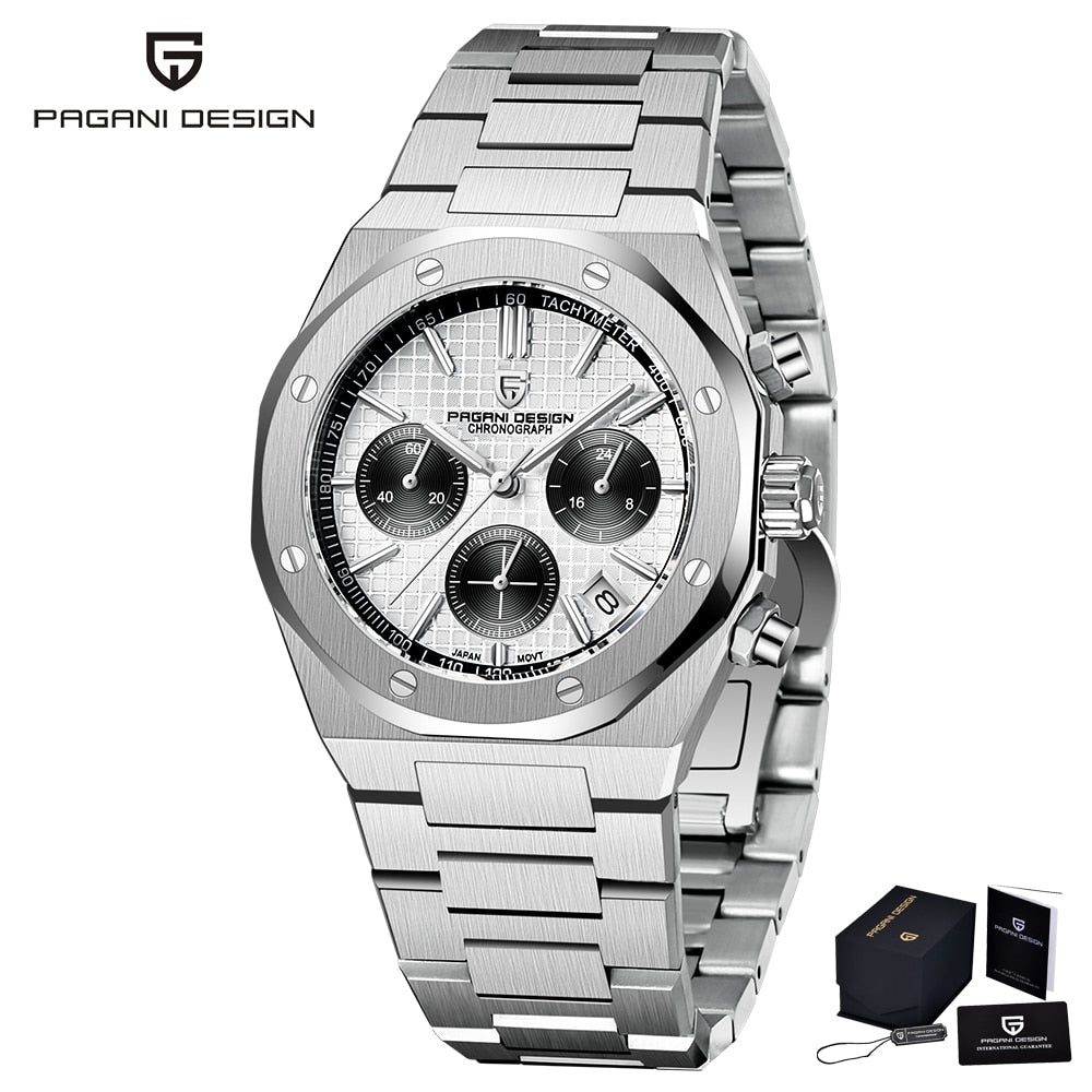 PAGANI Design-Reloj de cuarzo deportivo para Hombre, cronógrafo de acero inoxidable con zafiro, resistente al agua hasta 2023 m, nuevo, 200