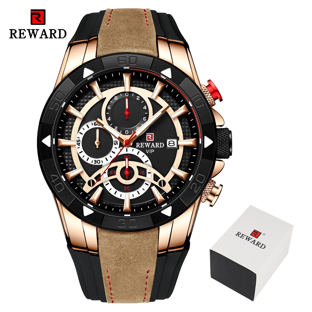 REWARD Fashion Blue Men Watches! ⌚️💦 Marca de lujo con cronógrafo, resistente al agua, y esfera grande. 💙🏆 Reloj de cuarzo deportivo para hombres, ¡novedad de 2023! 🆕👨‍🎤