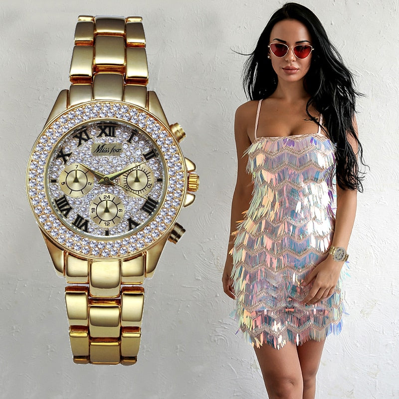 MISSFOX-🕰️💃🌸🎀 Reloj de lujo a prueba de golpes para mujer.