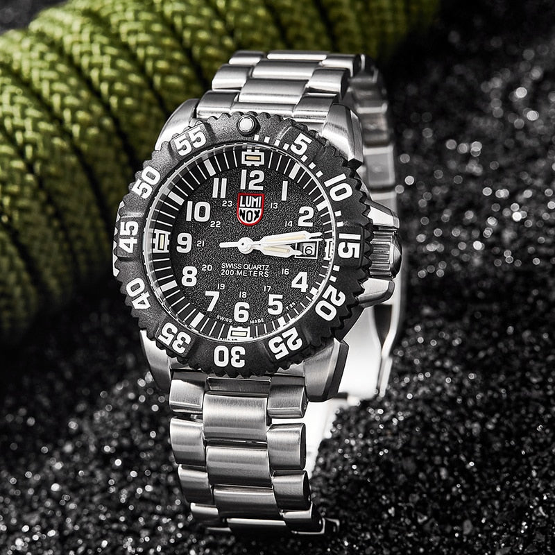Luminox-reloj deportivo de cuarzo para hombre, cronógrafo militar, hecho en Suiza, resistente al agua,