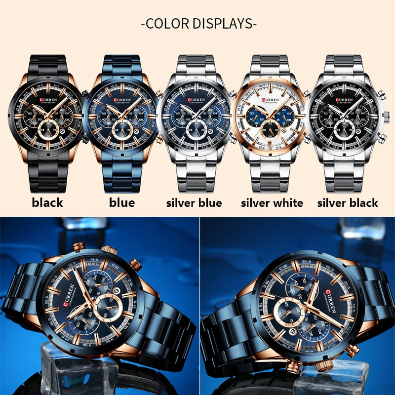 CURREN-reloj analógico de cuarzo para hombre! ⌚️💦 Con su resistencia al agua y cronógrafo, este accesorio de pulsera es perfecto para complementar tu estilo masculino. 👨‍💼🔝👔🕶️