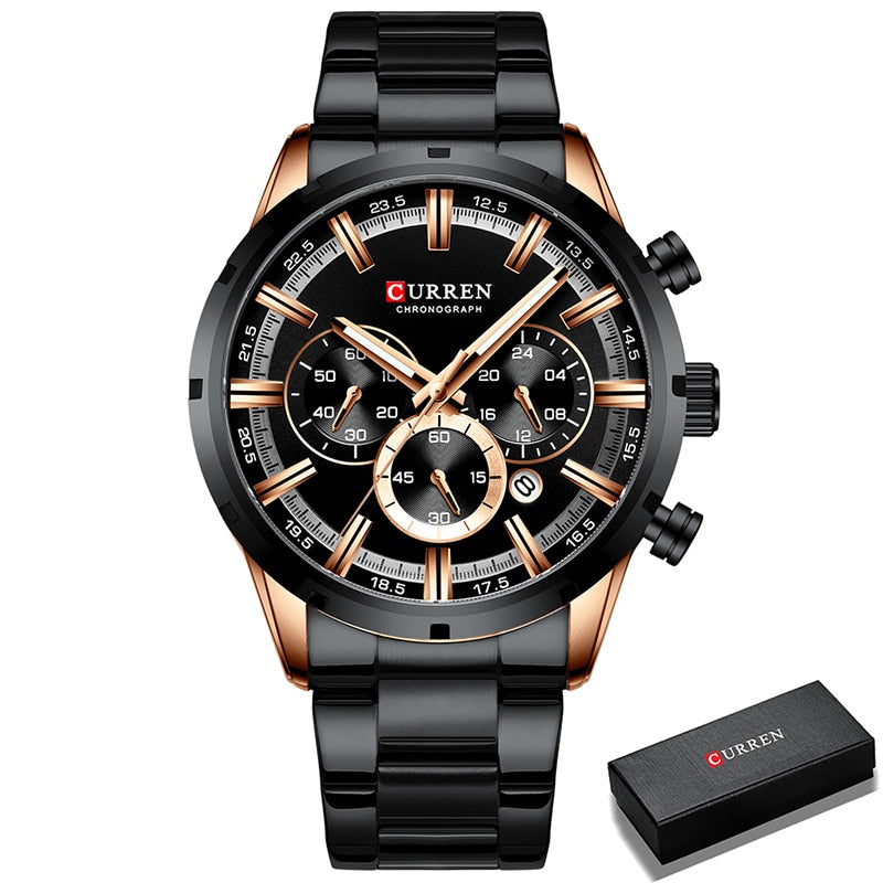 ⌚️ CURREN – Reloj CURREN para hombre, deportivo y elegante 💪💼. Movimiento de cuarzo, correa de acero inoxidable. Resistente al agua 💦 y con cronógrafo ⏱️. ¡Un complemento masculino imprescindible! 👔👨‍💼