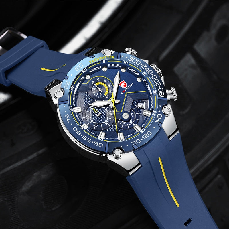 CHEETAH-Lujoso reloj de pulsera con estilo deportivo para hombre hecho con cuarzo resistente al agua, con caja elegante de regalo, ideal para regalo.