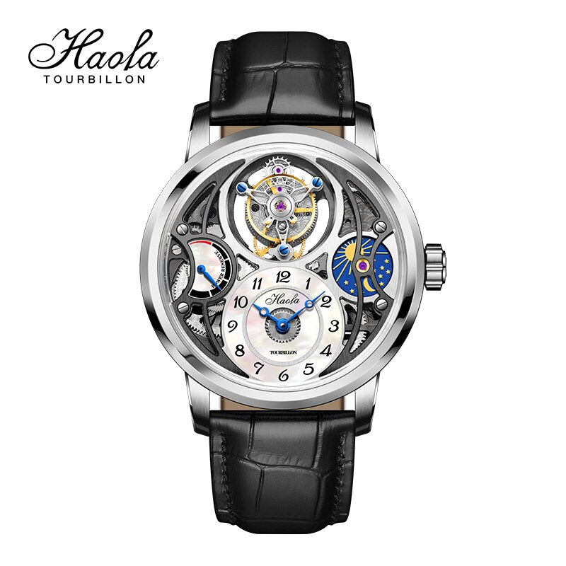 Haofa-reloj Mecnico Con Movimiento Tourbillon Para Hombre Crongrafo Masculino Con Zafiro Moonphase Tourbillon 2022 - Relojes Mecnicos -