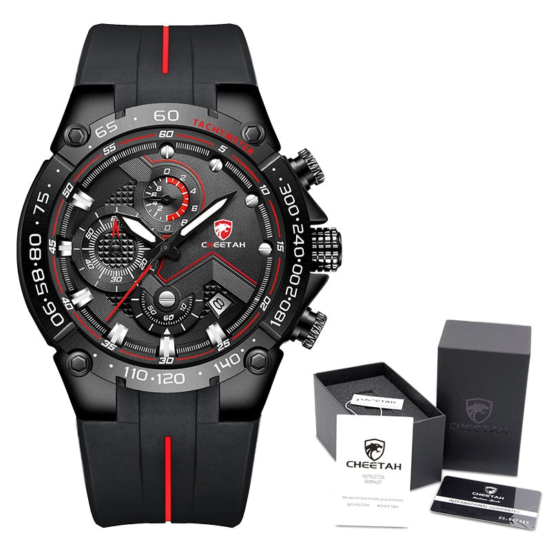 CHEETAH-Lujoso reloj de pulsera con estilo deportivo para hombre hecho con cuarzo resistente al agua, con caja elegante de regalo, ideal para regalo.