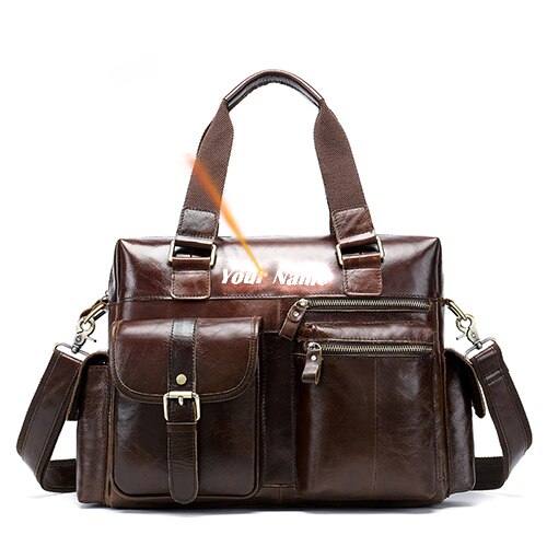 Mva-maletn De Cuero Genuino Para Hombre Bolsa De Mensajero Para Ordenador Porttil De O
