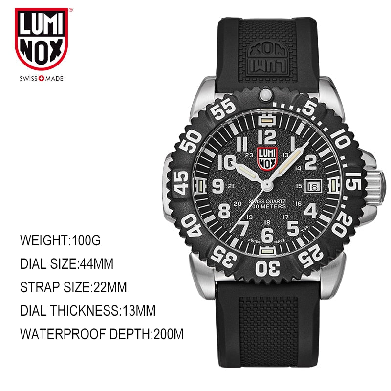 Luminox-reloj deportivo de cuarzo para hombre, cronógrafo militar, hecho en Suiza, resistente al agua,
