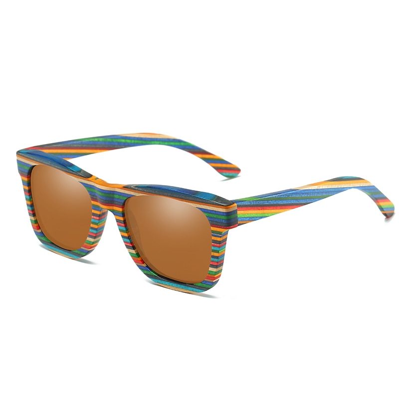 GM-Gafas de sol polarizadas hechas a mano con montura colorida de madera, lentes reflectantes de bambú, unisex