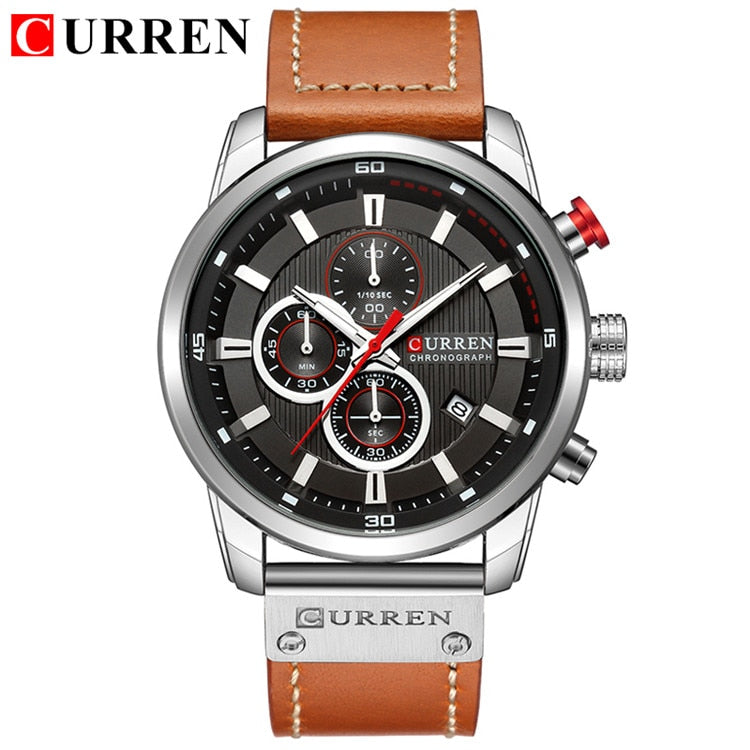 CURREN COLECCION "Reloj de Pulsera para Hombres, Marca de Lujo Top, Cronógrafo, Reloj Deportivo Militar, CURREN. Movimiento de Cuarzo. Estilo Deportivo. Resistente al Agua." con caja opcional.