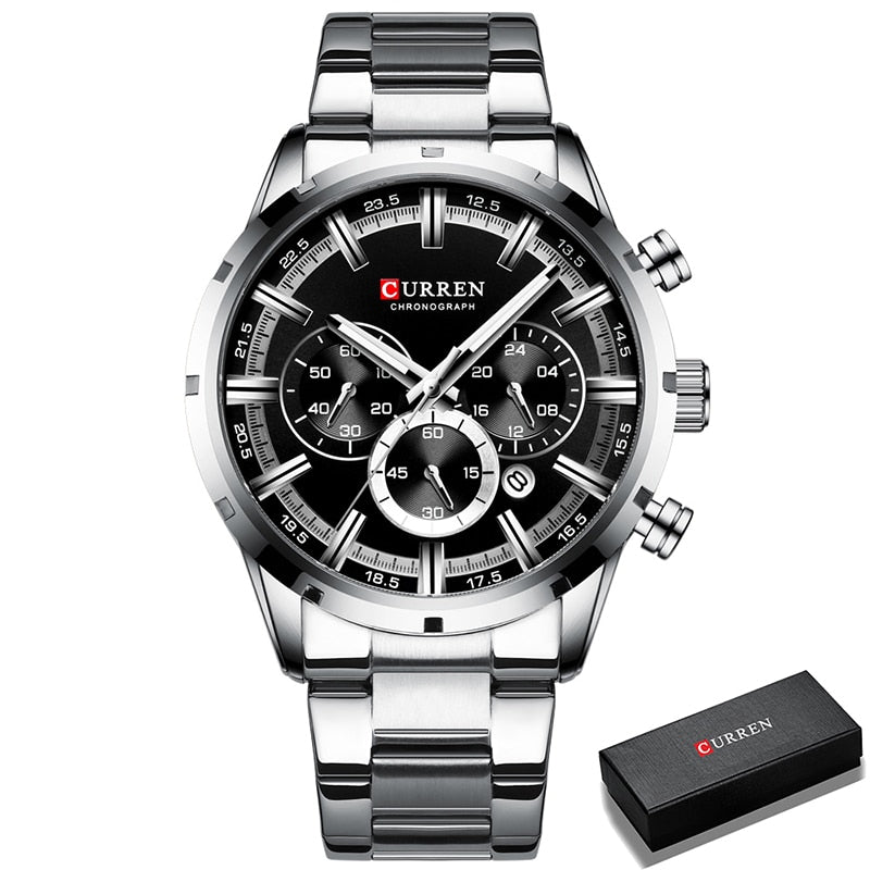 ⌚️ CURREN – Reloj CURREN para hombre, deportivo y elegante 💪💼. Movimiento de cuarzo, correa de acero inoxidable. Resistente al agua 💦 y con cronógrafo ⏱️. ¡Un complemento masculino imprescindible! 👔👨‍💼