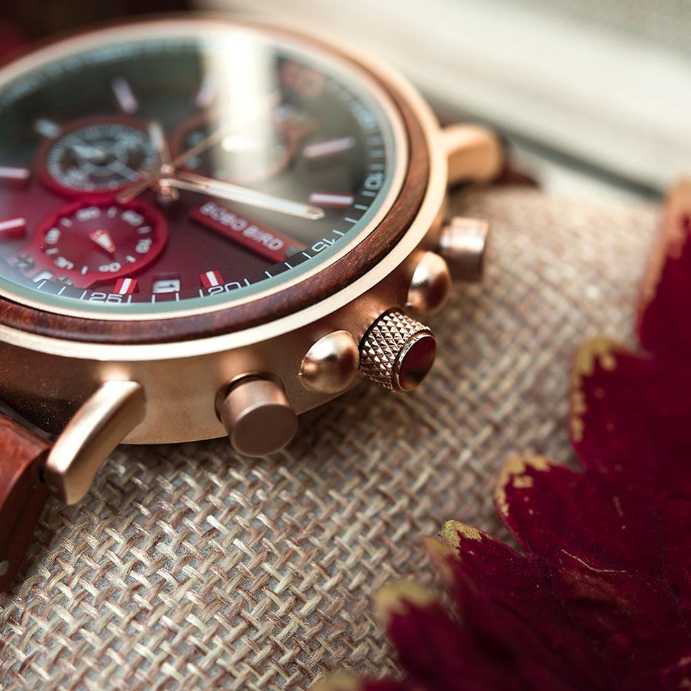 BOBO BIRD relojes para hombre red wood