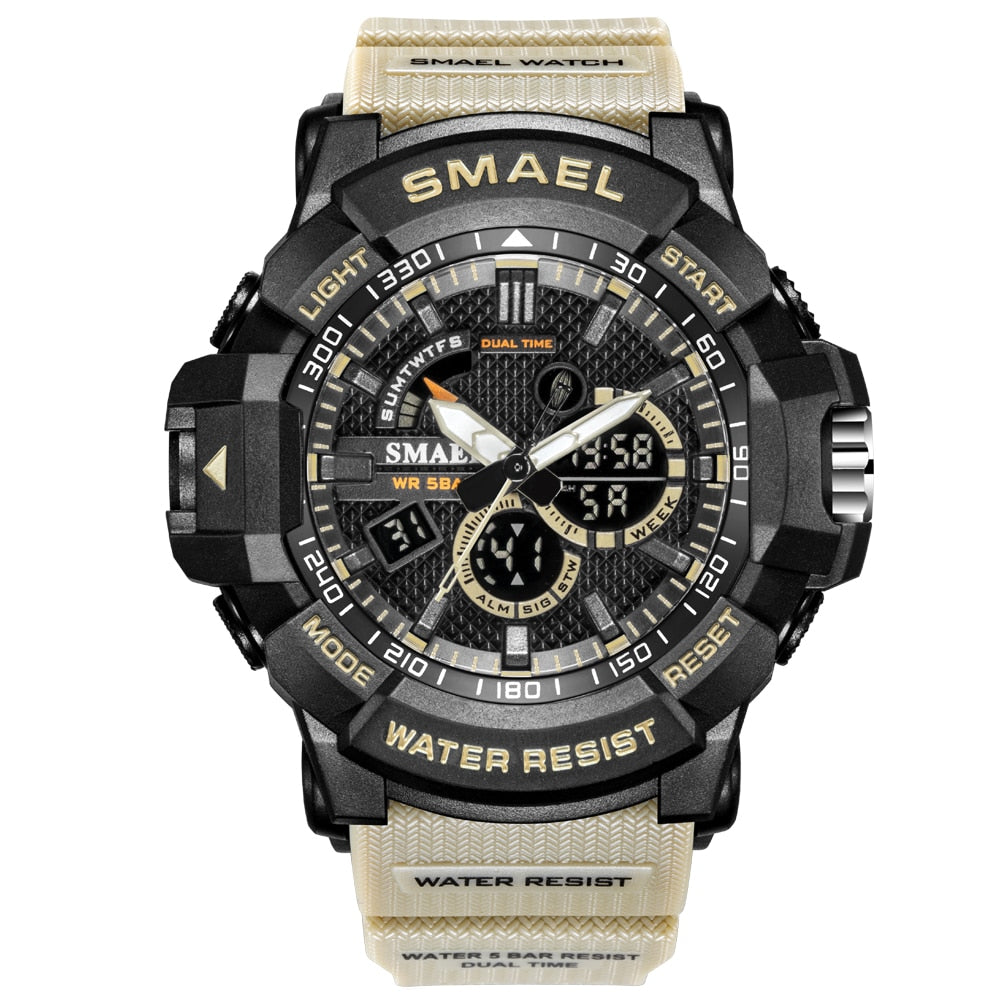 Reloj deportivo militar para hombre cronmetro de camuflaje despertador LED resistente al agua hasta 50m