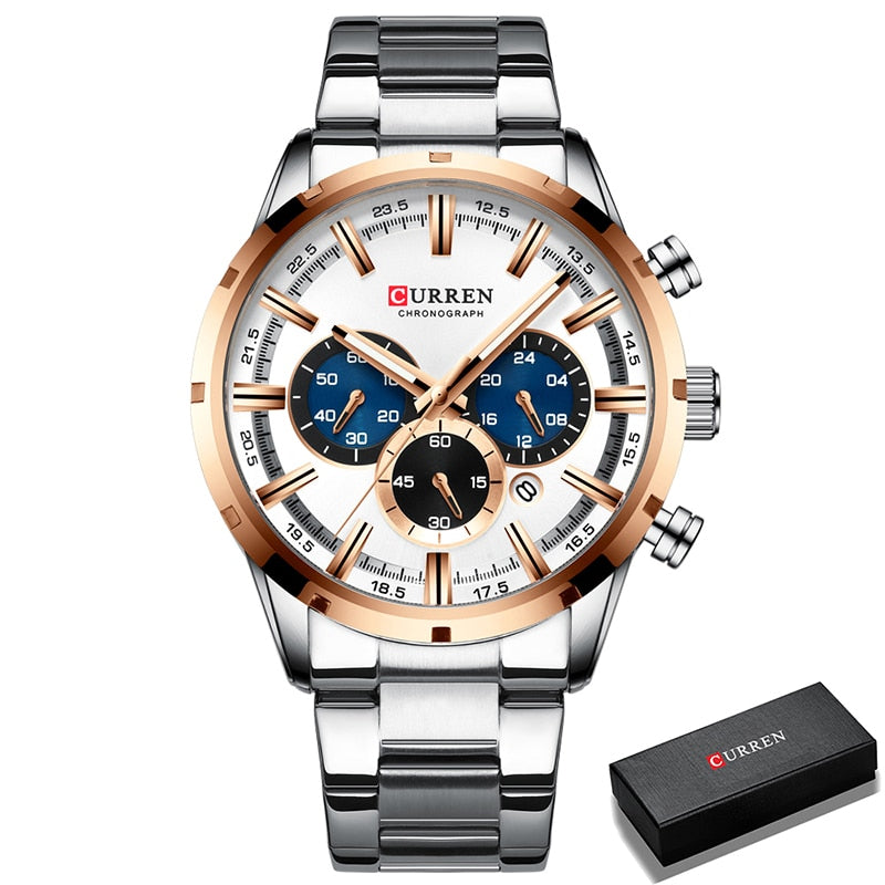 ⌚️ CURREN – Reloj CURREN para hombre, deportivo y elegante 💪💼. Movimiento de cuarzo, correa de acero inoxidable. Resistente al agua 💦 y con cronógrafo ⏱️. ¡Un complemento masculino imprescindible! 👔👨‍💼