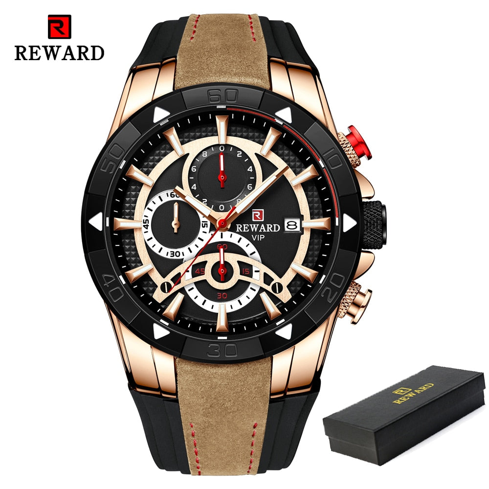 REWARD Fashion Blue Men Watches! ⌚️💦 Marca de lujo con cronógrafo, resistente al agua, y esfera grande. 💙🏆 Reloj de cuarzo deportivo para hombres, ¡novedad de 2023! 🆕👨‍🎤