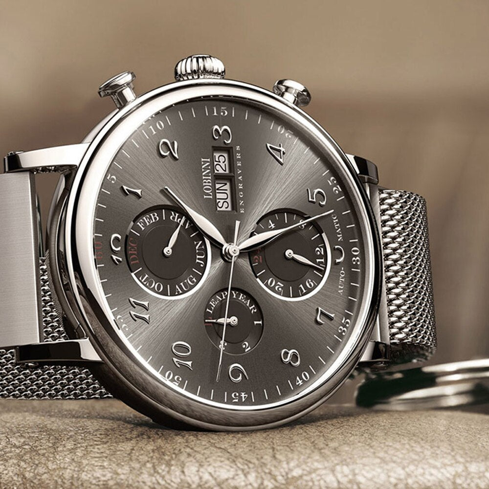 Lobinni-reloj De Zafiro Automtico Para Hombre Accesorio Masculino De Pulsera Con Mecanismo Automtico De Movimiento De Gaviota Con Bisel De Metal Disponible En Color Negro