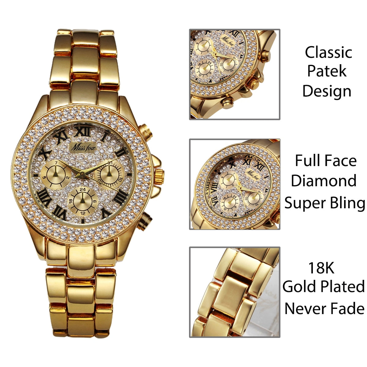 MISSFOX-🕰️💃🌸🎀 Reloj de lujo a prueba de golpes para mujer.