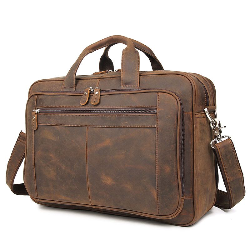 Maletín ejecutivo grande de cuero genuino para hombre, bolsa de mensajero para viaje de negocios, marrón, negro, café,