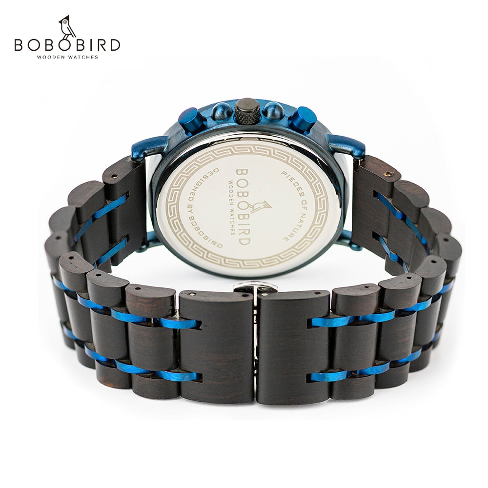 Bobo Bird-🌳reloj de cuarzo para hombre, cronógrafo de pulsera luminoso,