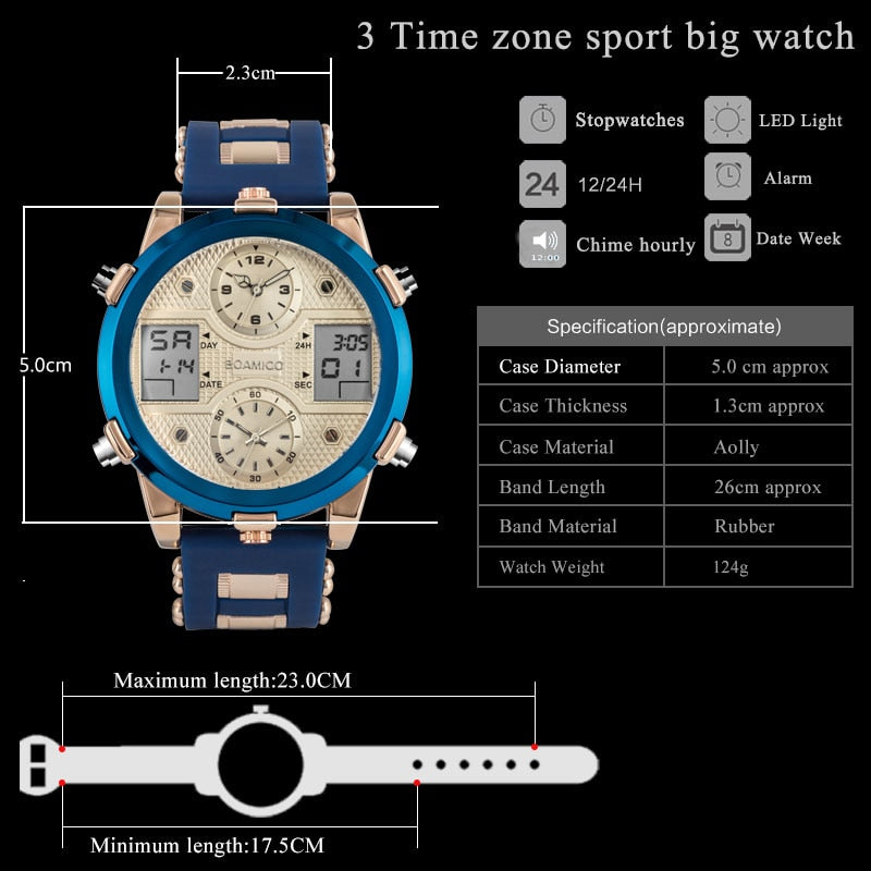 BOAMIGO para hombres! ⌚️💼 Con un diseño de 3 relojes, combinando la elegancia del cuarzo y la modernidad del LED digital.  💪🕰️  💼🎁 #relojes #lujo #moda #hombres #deporte #estilo