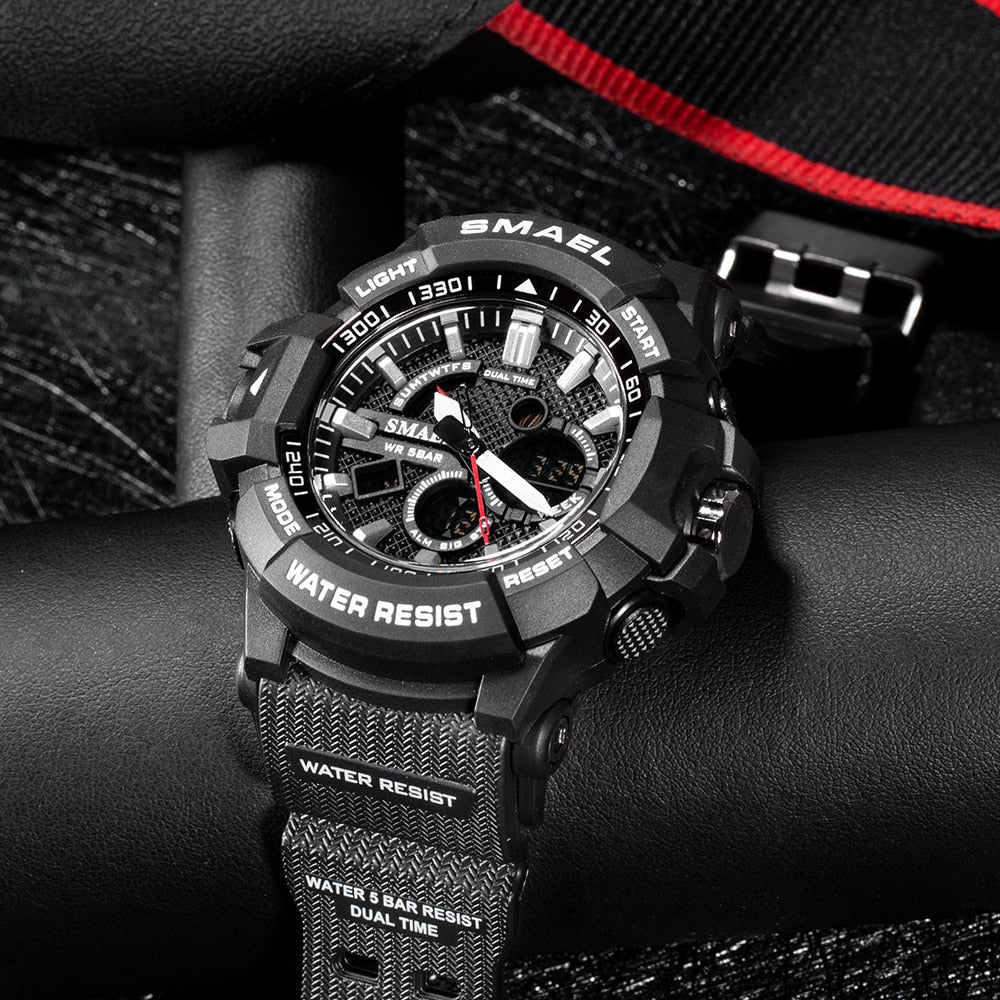 Reloj deportivo militar para hombre cronmetro de camuflaje despertador LED resistente al agua hasta 50m