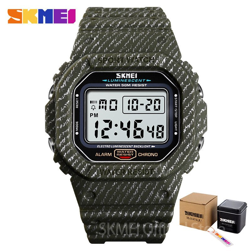 SKMEI Reloj digital resistente al agua 5Bar con alarma, diseño estilo cowboy militar. ¡Un reloj de moda para hombres! ⌚🏕️🤠