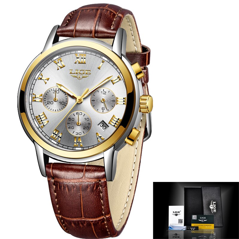 LIGE - ⌚️ Relojes de cuarzo de marca para mujer, accesorio de oro rosa, reloj de cuarzo de moda, a prueba de agua, estilo femenino. 💁‍♀️💕