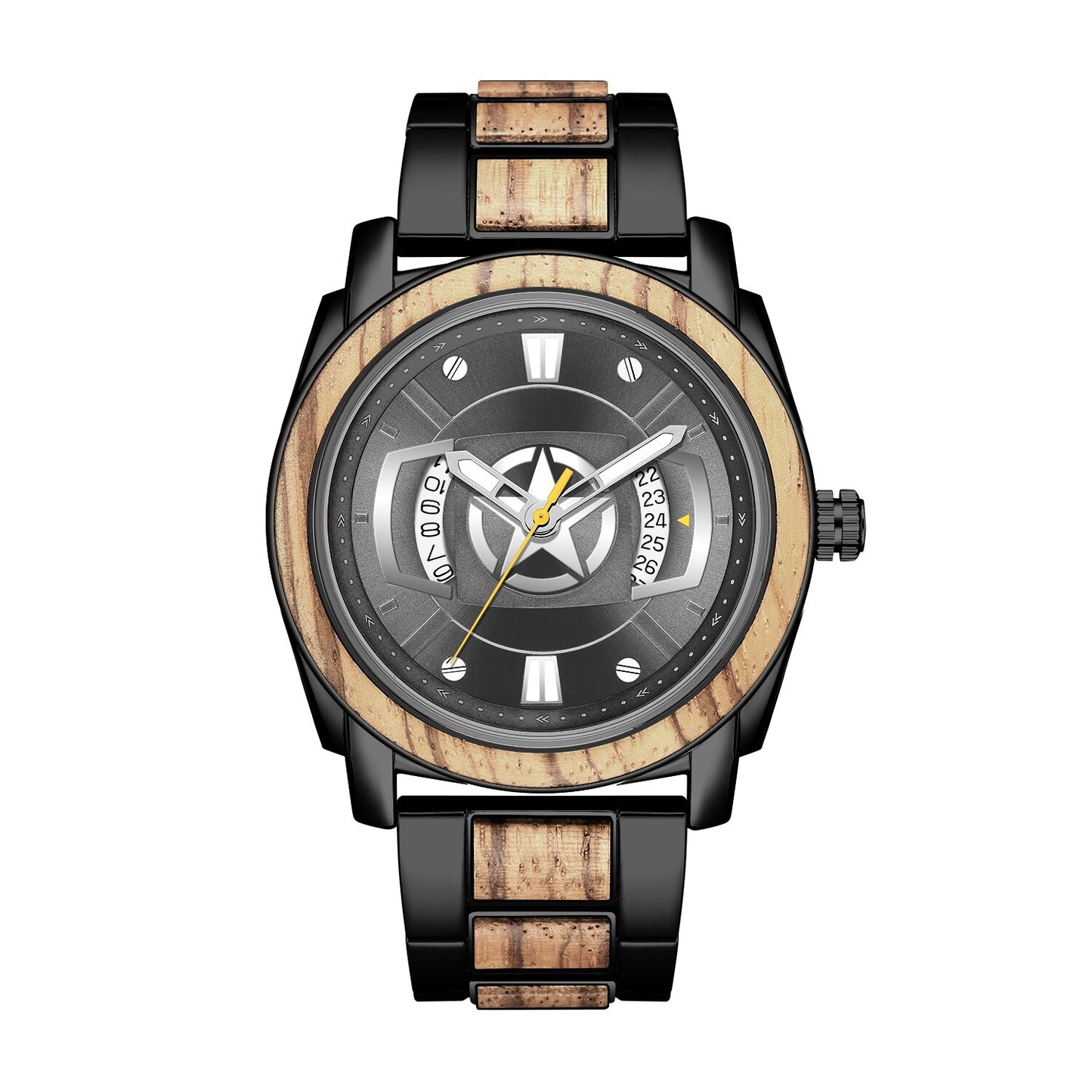 Reloj de pulsera de madera de sándalo para hombre, cronógrafo de cuarzo con calendario y fecha, correa de madera Real completa, multifunción