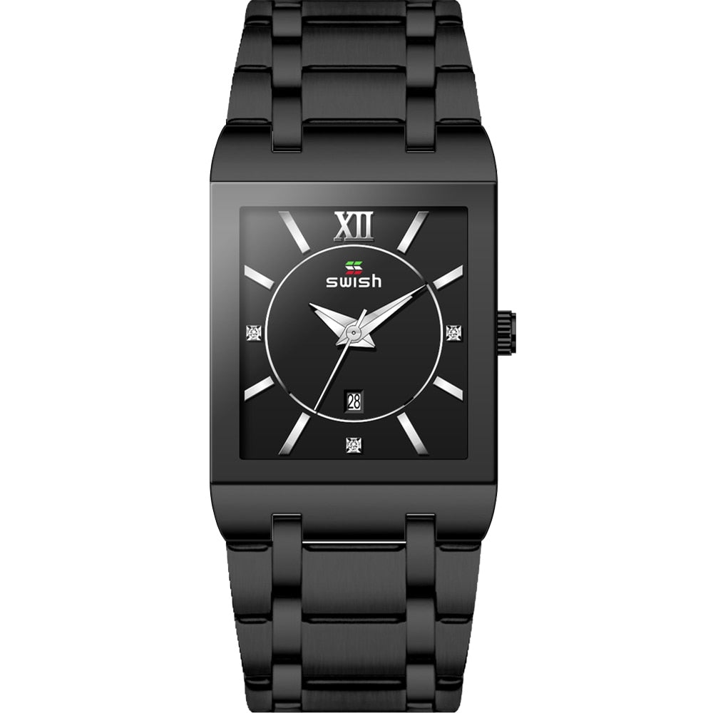 SWISH "Reloj de Pulsera de Lujo para Mujer, Elegante y Dorado. Moda de Reloj Cuadrado con Movimiento de Cuarzo. Reloj Femenino con Diamantes, de Marca Top de Lujo."