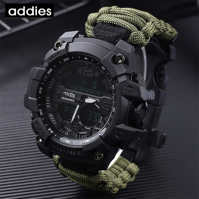 Addies-reloj militar de cuarzo para hombre, cronógrafo Digital con brújula, multifuncional, resistente al agua, LED, para exteriores