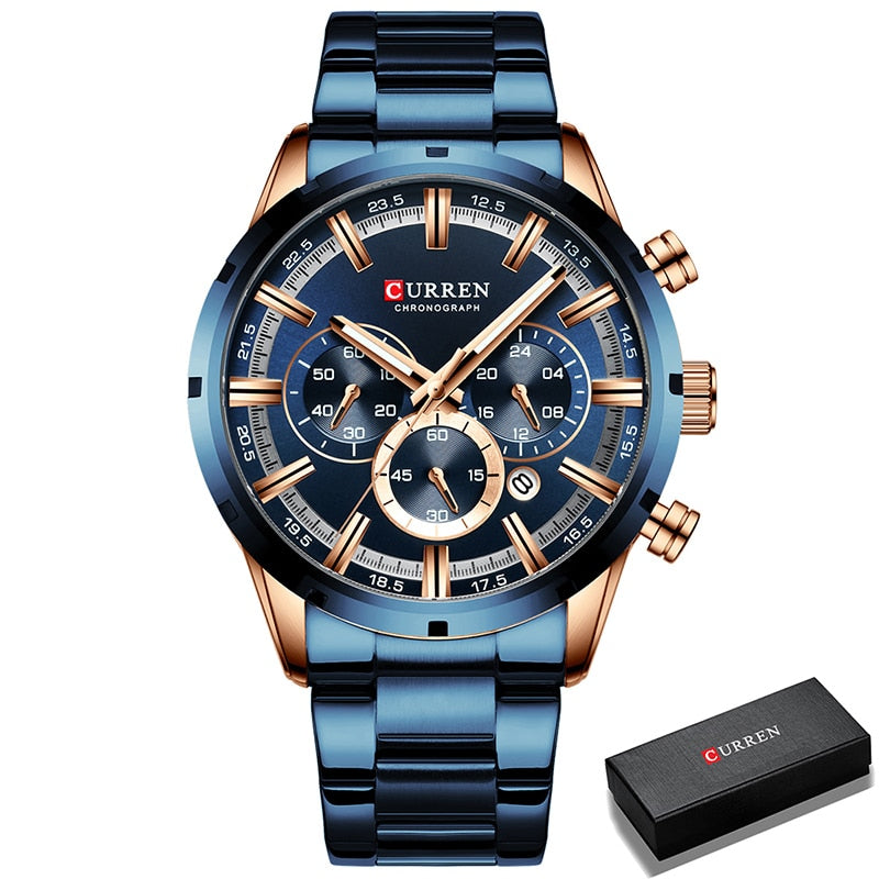 ⌚️ CURREN – Reloj CURREN para hombre, deportivo y elegante 💪💼. Movimiento de cuarzo, correa de acero inoxidable. Resistente al agua 💦 y con cronógrafo ⏱️. ¡Un complemento masculino imprescindible! 👔👨‍💼